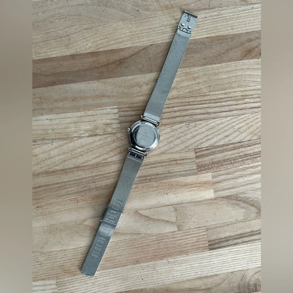 Skagen Steel Denmark Ladies Watch Stainless Steel Mesh Bracelet Crystal Markers
